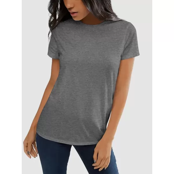 imageATHMILE Womens Short Sleeve Round Neck Shirts Summer Top Fashion Basic TeeGrey