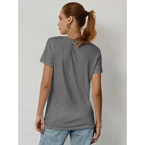 imageATHMILE Womens Short Sleeve Round Neck Shirts Summer Top Fashion Basic TeeGrey