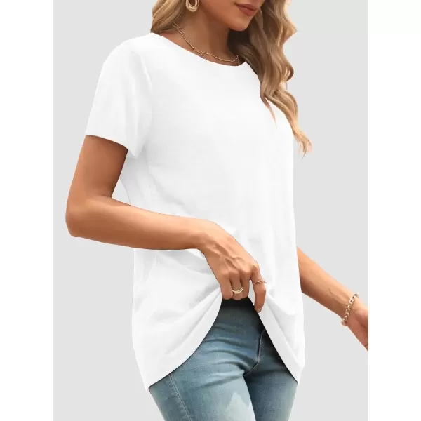 imageATHMILE Womens Short Sleeve Round Neck Shirts Summer Top Fashion Basic TeeWhite