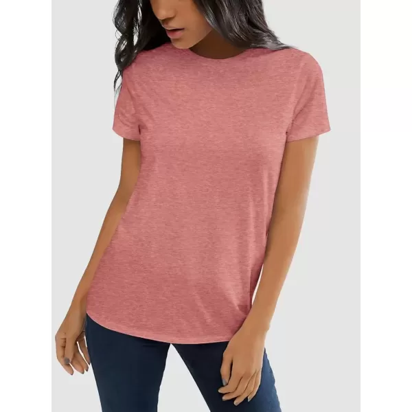 imageATHMILE Womens Short Sleeve Round Neck Shirts Summer Top Fashion Basic TeePink