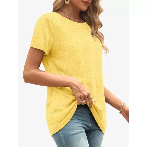 imageATHMILE Womens Short Sleeve Round Neck Shirts Summer Top Fashion Basic TeeYellow