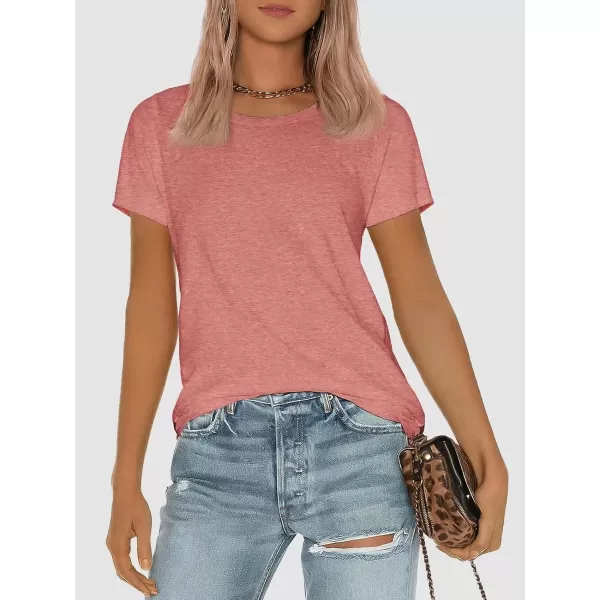 imageATHMILE Womens Short Sleeve Round Neck Shirts Summer Top Fashion Basic TeePink