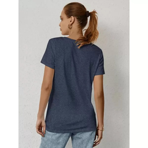 imageATHMILE Womens Short Sleeve Round Neck Shirts Summer Top Fashion Basic TeeNavy
