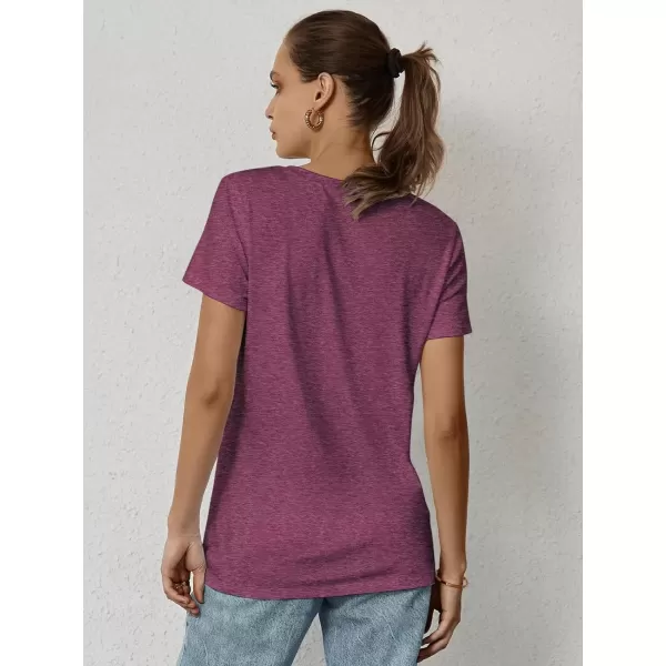 imageATHMILE Womens Short Sleeve Round Neck Shirts Summer Top Fashion Basic TeePink Red