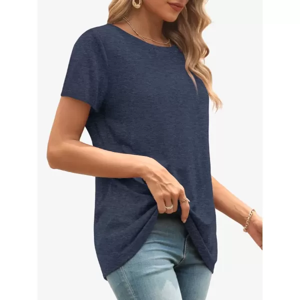 imageATHMILE Womens Short Sleeve Round Neck Shirts Summer Top Fashion Basic TeeNavy