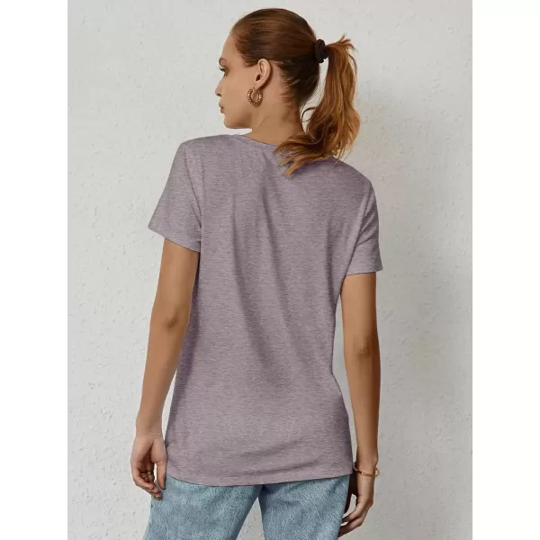 imageATHMILE Womens Short Sleeve Round Neck Shirts Summer Top Fashion Basic TeeGrey Purple