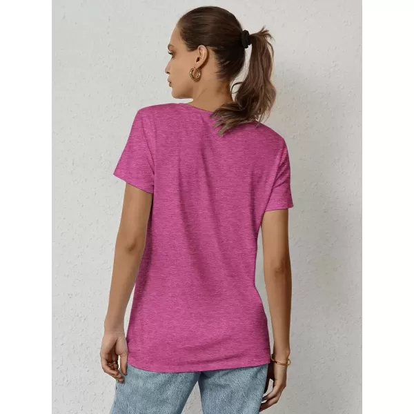 imageATHMILE Womens Short Sleeve Round Neck Shirts Summer Top Fashion Basic TeeHot Pink