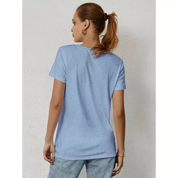 imageATHMILE Womens Short Sleeve Round Neck Shirts Summer Top Fashion Basic TeeIce Blue
