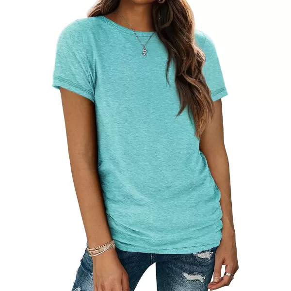 imageATHMILE Womens Short Sleeve Round Neck Shirts Summer Top Fashion Basic TeeAqua