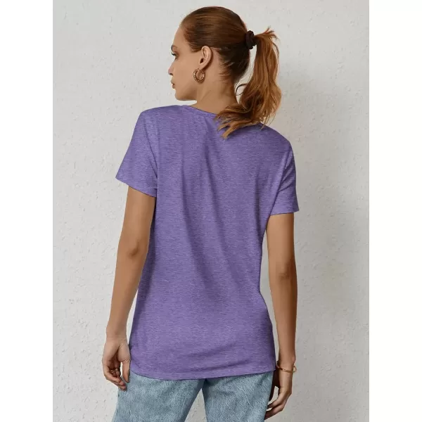 imageATHMILE Womens Short Sleeve Round Neck Shirts Summer Top Fashion Basic TeePurple