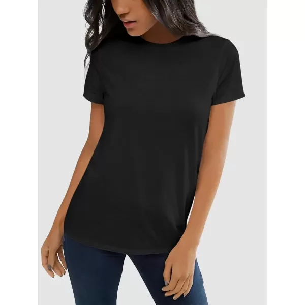 imageATHMILE Womens Short Sleeve Round Neck Shirts Summer Top Fashion Basic TeeBlack