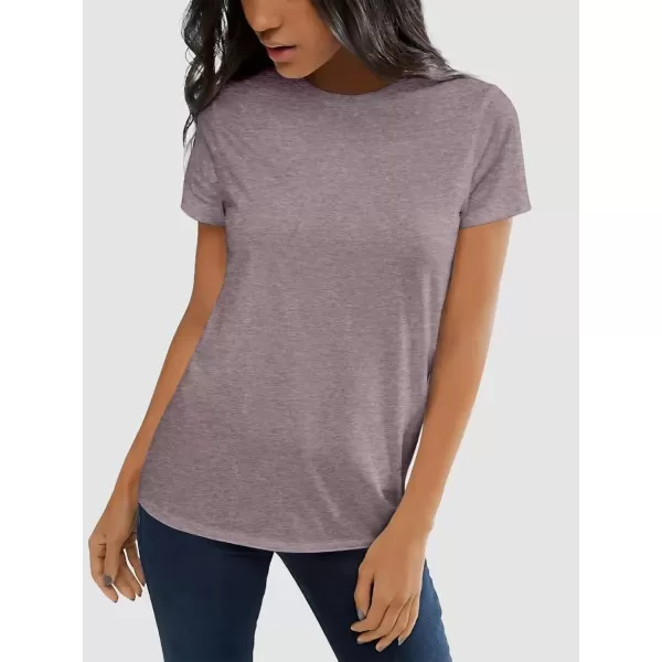 imageATHMILE Womens Short Sleeve Round Neck Shirts Summer Top Fashion Basic TeeGrey Purple