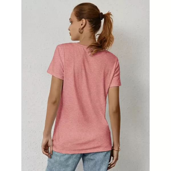 imageATHMILE Womens Short Sleeve Round Neck Shirts Summer Top Fashion Basic TeePink