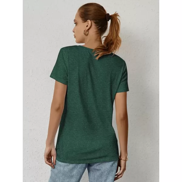 imageATHMILE Womens Short Sleeve Round Neck Shirts Summer Top Fashion Basic TeeDark Green