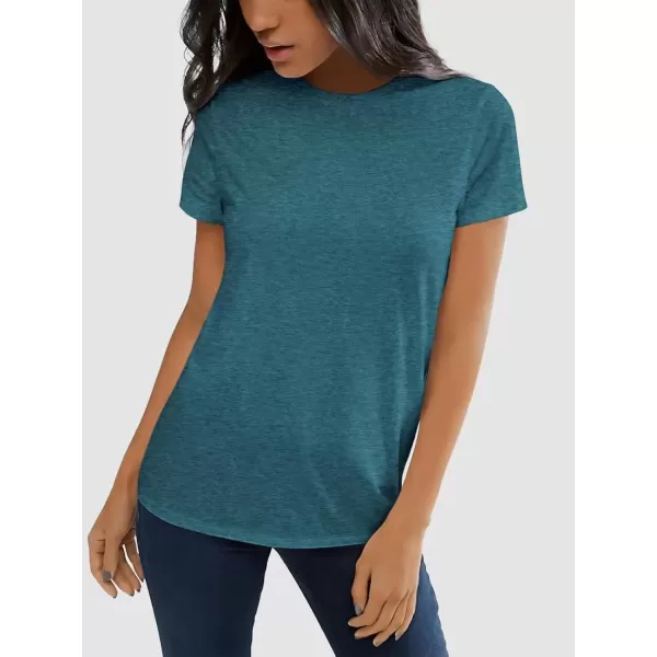 imageATHMILE Womens Short Sleeve Round Neck Shirts Summer Top Fashion Basic TeeBlue Geen