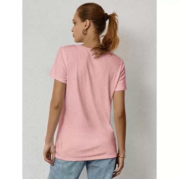 imageATHMILE Womens Short Sleeve Round Neck Shirts Summer Top Fashion Basic TeeLight Pink