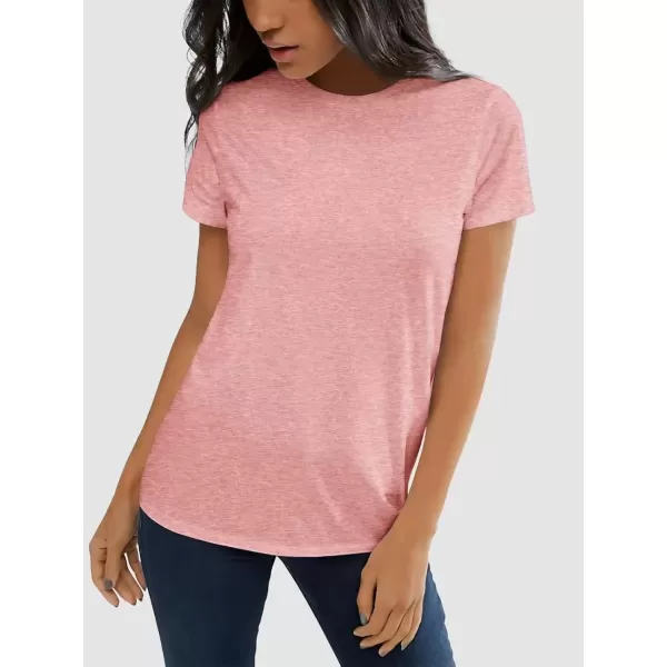 imageATHMILE Womens Short Sleeve Round Neck Shirts Summer Top Fashion Basic TeeLight Pink