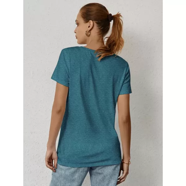 imageATHMILE Womens Short Sleeve Round Neck Shirts Summer Top Fashion Basic TeeBlue Geen