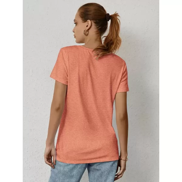imageATHMILE Womens Short Sleeve Round Neck Shirts Summer Top Fashion Basic TeeLight Orange