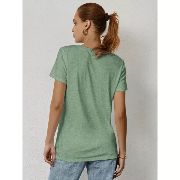 imageATHMILE Womens Short Sleeve Round Neck Shirts Summer Top Fashion Basic TeeLight Green