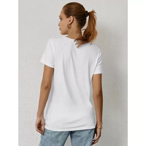 imageATHMILE Womens Short Sleeve Round Neck Shirts Summer Top Fashion Basic TeeWhite