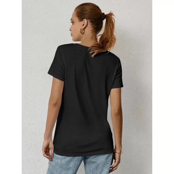 imageATHMILE Womens Short Sleeve Round Neck Shirts Summer Top Fashion Basic TeeBlack