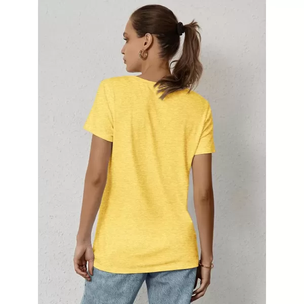 imageATHMILE Womens Short Sleeve Round Neck Shirts Summer Top Fashion Basic TeeYellow