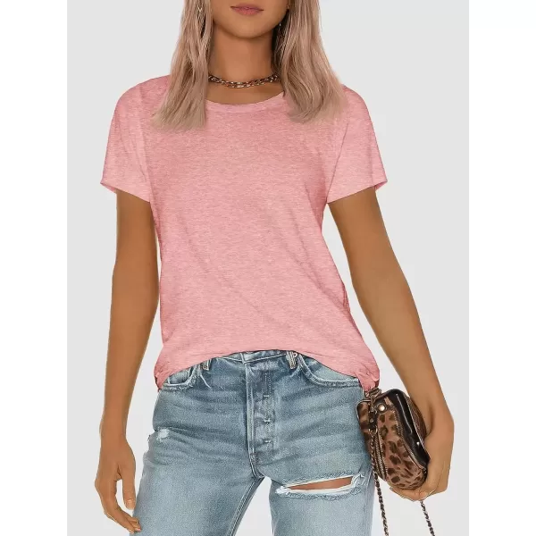 imageATHMILE Womens Short Sleeve Round Neck Shirts Summer Top Fashion Basic TeeLight Pink