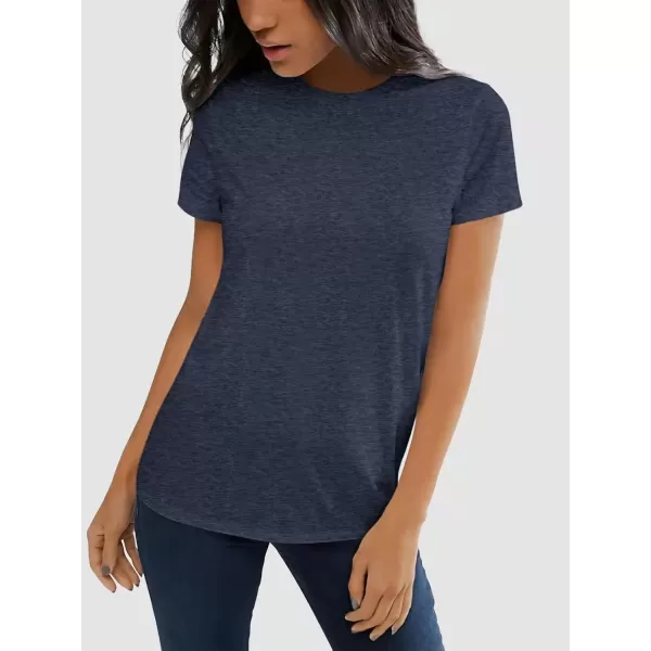 imageATHMILE Womens Short Sleeve Round Neck Shirts Summer Top Fashion Basic TeeNavy