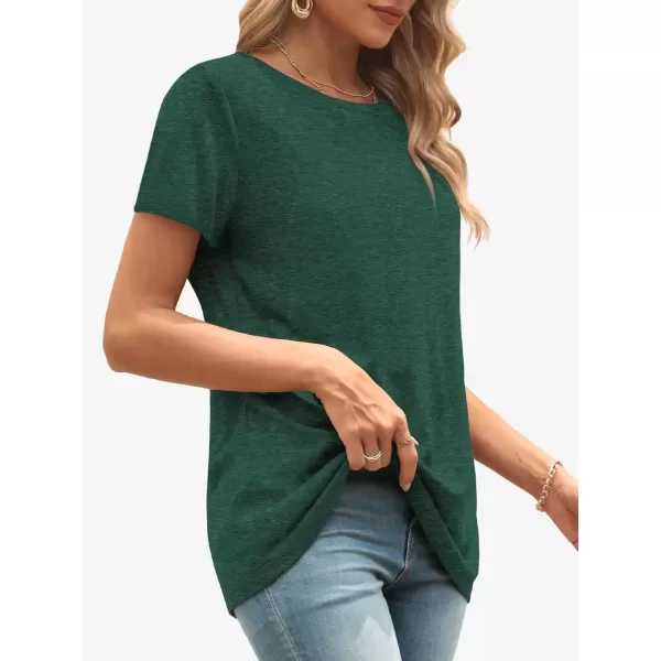 imageATHMILE Womens Short Sleeve Round Neck Shirts Summer Top Fashion Basic TeeDark Green