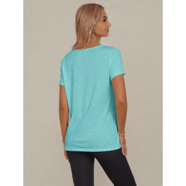 imageATHMILE Womens Short Sleeve Round Neck Shirts Summer Top Fashion Basic TeeAqua
