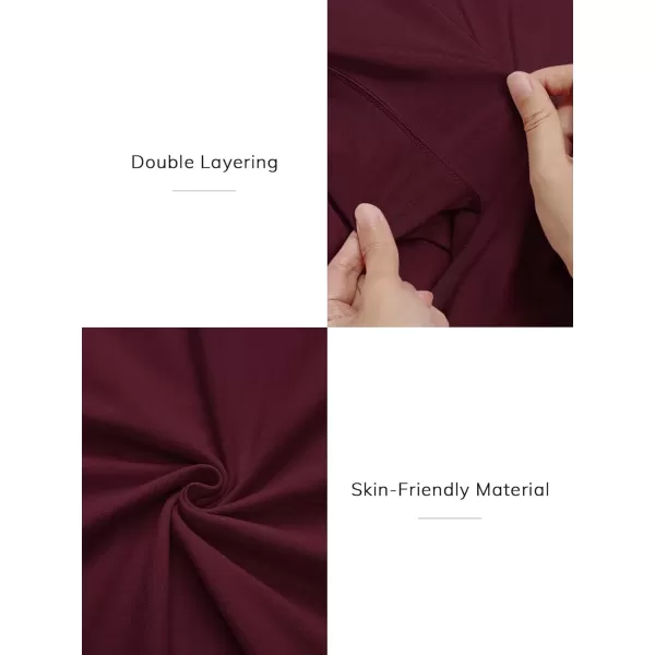 imageATHMILE Womens Short Sleeve Shirts Crop Tops Basic Double Modal Layering Tight Slim Fit Y2K T Shirts Clothes 2024Burgundy