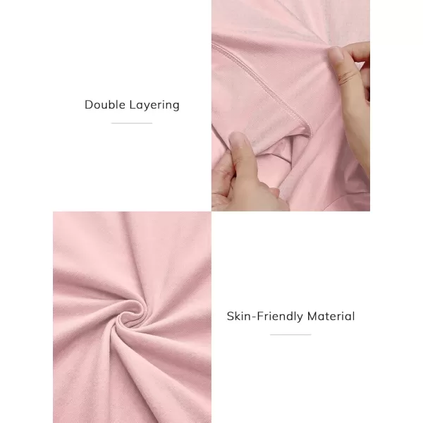 imageATHMILE Womens Short Sleeve Shirts Crop Tops Basic Double Modal Layering Tight Slim Fit Y2K T Shirts Clothes 2024Light Pink