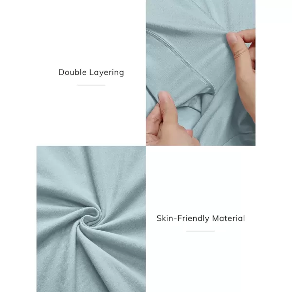 imageATHMILE Womens Short Sleeve Shirts Crop Tops Basic Double Modal Layering Tight Slim Fit Y2K T Shirts Clothes 2024Light Blue