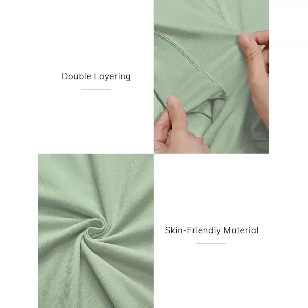 imageATHMILE Womens Short Sleeve Shirts Crop Tops Basic Double Modal Layering Tight Slim Fit Y2K T Shirts Clothes 2024Sage Green