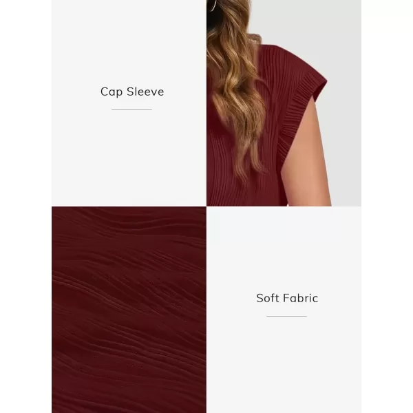 imageATHMILE Womens Short Sleeve Summer Tops Crewneck Textured Shirts Basic T Shirt Casual Work BlousesWinered
