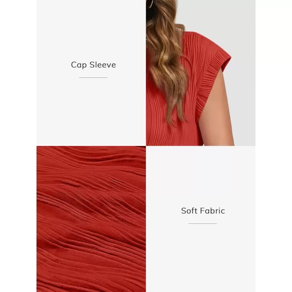 imageATHMILE Womens Short Sleeve Summer Tops Crewneck Textured Shirts Basic T Shirt Casual Work BlousesRed