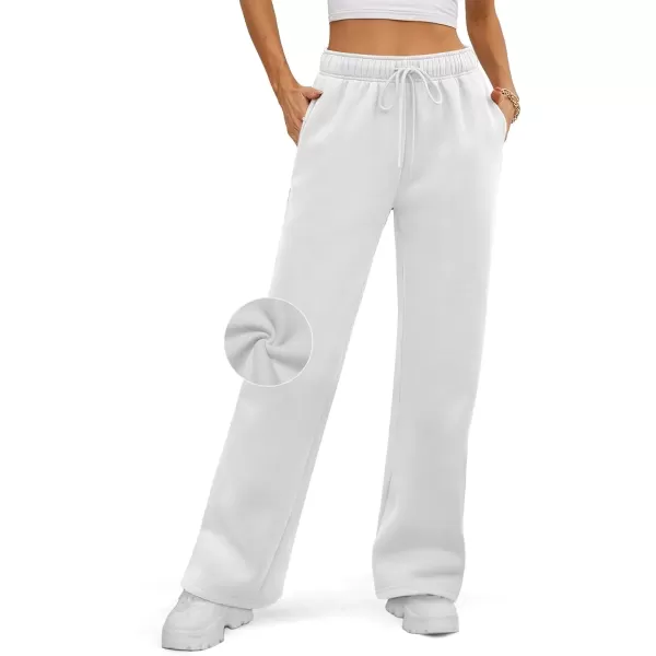 imageATHMILE Womens Sweatpants 2024 Baggy Wide Fleece Lined Straight Leg PantsWhite