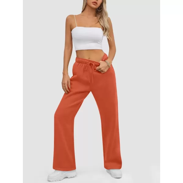 imageATHMILE Womens Sweatpants 2024 Baggy Wide Fleece Lined Straight Leg PantsOrange