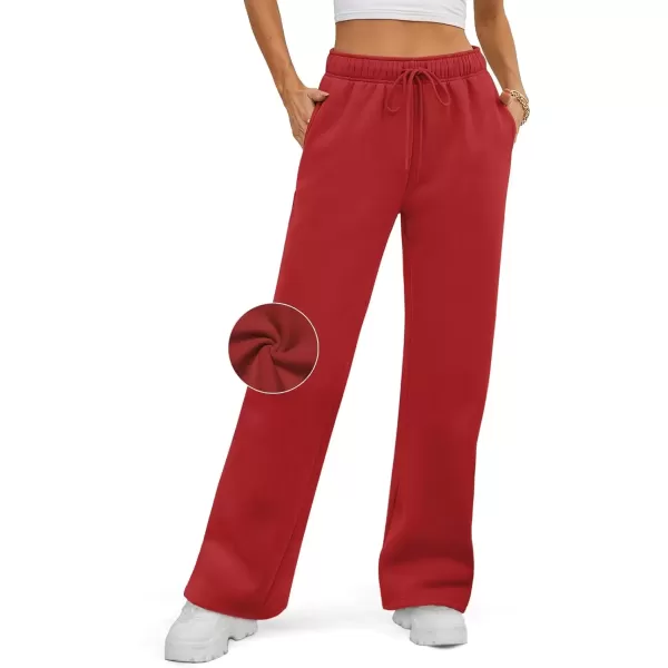 imageATHMILE Womens Sweatpants 2024 Baggy Wide Fleece Lined Straight Leg PantsWatermelonred