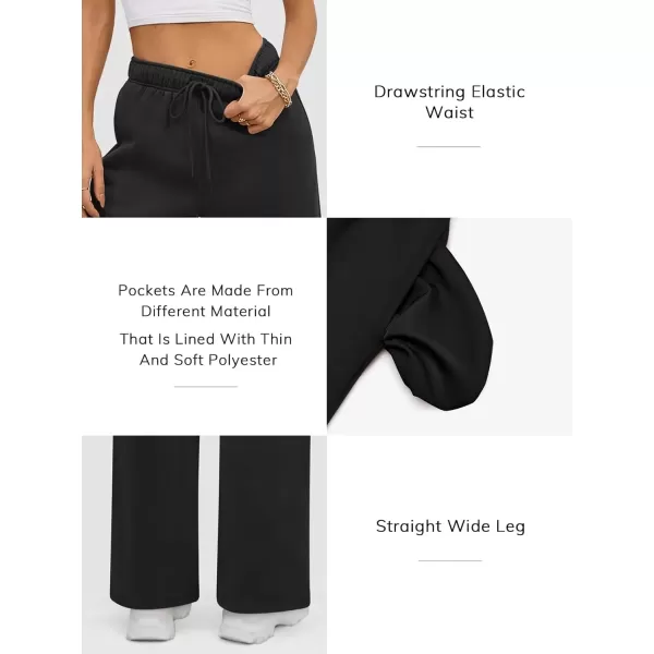 imageATHMILE Womens Sweatpants 2024 Baggy Wide Fleece Lined Straight Leg PantsBlack