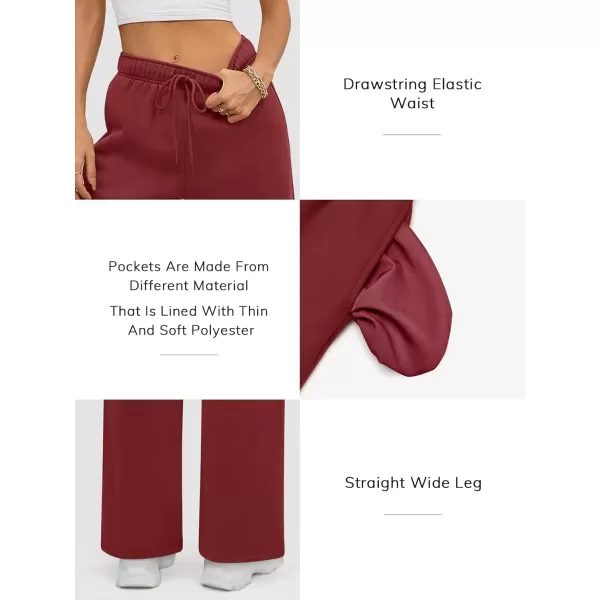 imageATHMILE Womens Sweatpants 2024 Baggy Wide Fleece Lined Straight Leg PantsWine Red