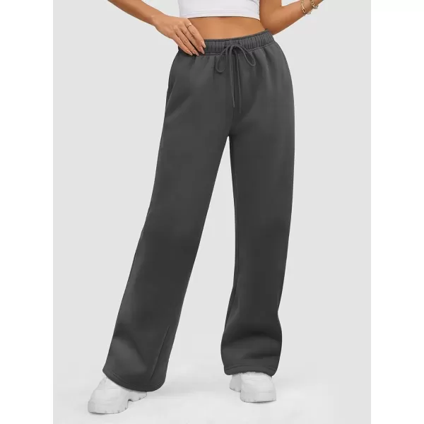 imageATHMILE Womens Sweatpants 2024 Baggy Wide Fleece Lined Straight Leg PantsBlack Grey