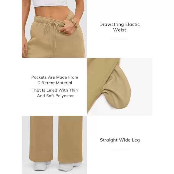 imageATHMILE Womens Sweatpants 2024 Baggy Wide Fleece Lined Straight Leg PantsLight Brown