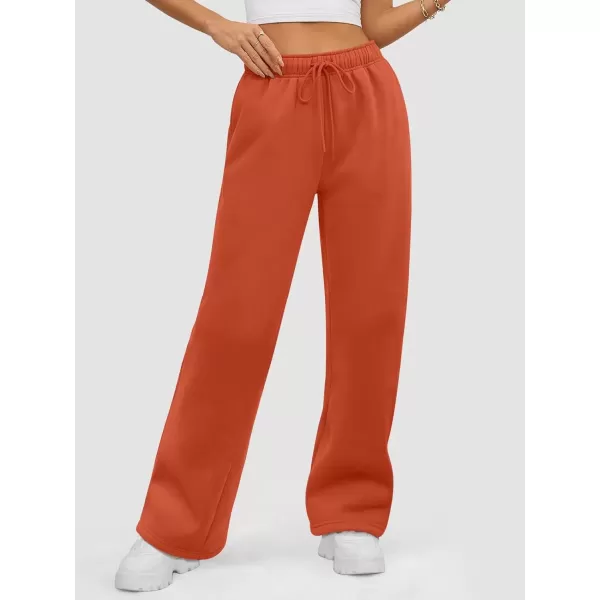 imageATHMILE Womens Sweatpants 2024 Baggy Wide Fleece Lined Straight Leg PantsOrange