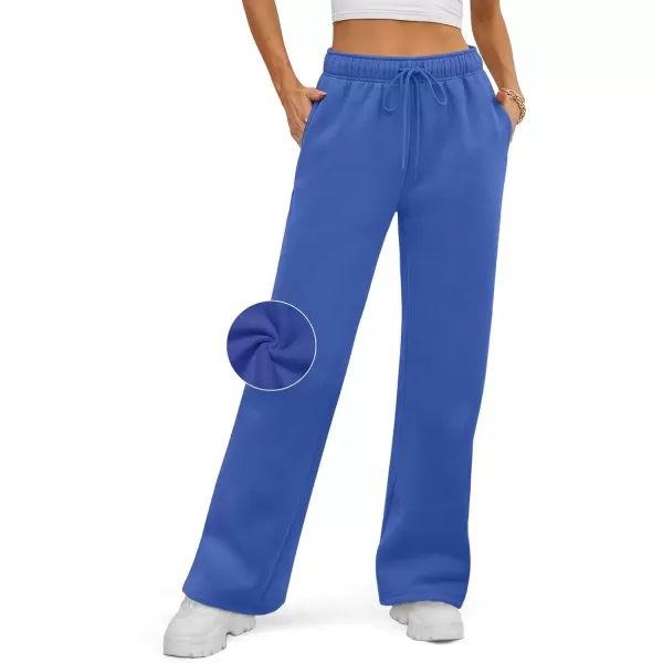 imageATHMILE Womens Sweatpants 2024 Baggy Wide Fleece Lined Straight Leg PantsBlue
