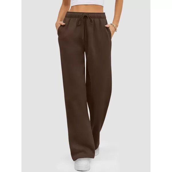 imageATHMILE Womens Sweatpants 2024 Baggy Wide Fleece Lined Straight Leg PantsBrown