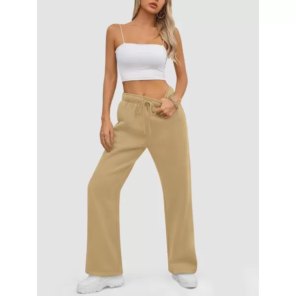 imageATHMILE Womens Sweatpants 2024 Baggy Wide Fleece Lined Straight Leg PantsLight Brown