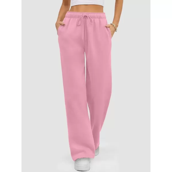 imageATHMILE Womens Sweatpants 2024 Baggy Wide Fleece Lined Straight Leg PantsPink