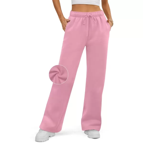 imageATHMILE Womens Sweatpants 2024 Baggy Wide Fleece Lined Straight Leg PantsPink